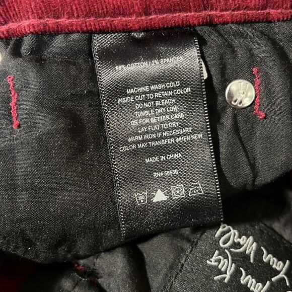 Kut from the Kloth Diana Red Corduroy Relaxed Fit Skinny Pants - Picture 7 of 7